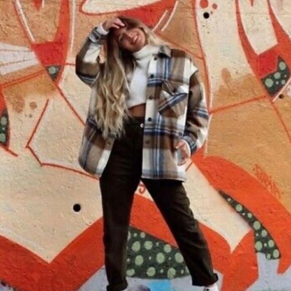 Zara Wool-Blend Plaid Overshirt Shacket Size XS - Picture 2 of 9